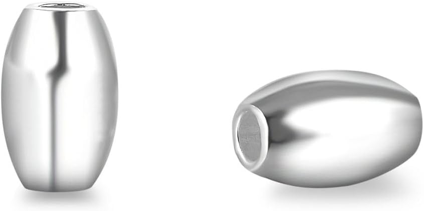 20pcs Adabele Real 925 Sterling Silver 8mm Oval Rice Beads, Hole 2.2mm