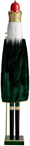 Glitzhome 42" H Large Nutcracker Christmas Decor Wooden Nutcracker Ornaments King Nutcracker Figures with Velvet Cloak Traditional Christmas Decor for Indoor and Outdoor