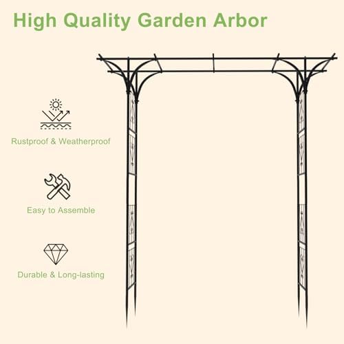 7FT Garden Arch Arbor Steel Trellis for Climbing Plant Outdoor Wedding Gate