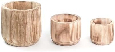 CYS EXCEL 11'' Wood Cylinder Planter, Burnt Finish, Lightweight, Floor Cachepot for Artificial Trees, Faux Greenery, & Live Houseplants, Fiddle Leaf Figs, or Monsteras (in Plastic Liner Pots Only)