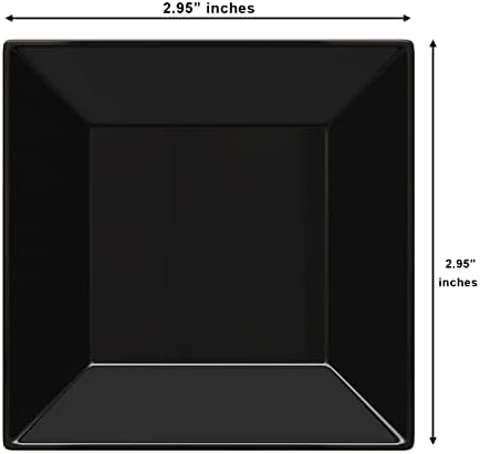 Exquisite Mini Disposable Appetizer Plates - 200 Pack 2.95" x 2.95" Black Plastic Dessert Plates - Elegant Des