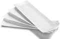 DOWAN 14" Sushi Plate Set of 4 - Long Rectangle Plates and Cracker Trays for Serving - White Ceramic Platters for Party and Entertaining - Dishwasher & Oven Safe