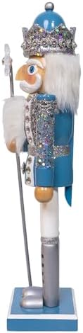 Kurt Adler Wooden 15" Blue & Platinum Nutcracker