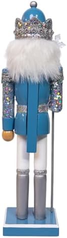 Kurt Adler Wooden 15" Blue & Platinum Nutcracker