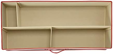 Household Essentials Holiday Gift Wrap Organizer with Lid, Natural and Red