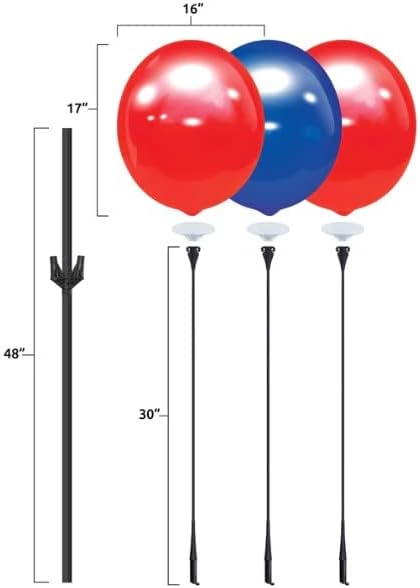 BalloonBobber - Weatherproof Reusable Balloon Triple Cluster Pole Kit - Heliu...