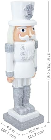 Sunnydaze 3ft Sterling the Silver Nutcracker Christmas Decoration - Polyresin Indoor or Outdoor Nutcracker Statue - Set of 2