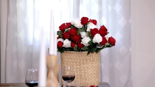 Rowfad 120pcs White Roses Artificial Flowers Bulk Fake Silk Roses for Decor