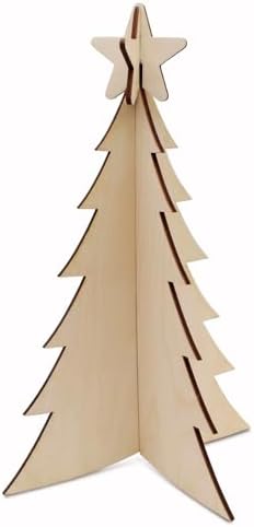Wooden Christmas Tree, 36 Inch Wood Christmas Trees, Pack of 3 Christmas Wood Cutouts, Slotted 4 Piece, 3D Wooden Tree for Crafts, Party, Painting, Decor, Wood Tree Cutout, Christmas Ornaments