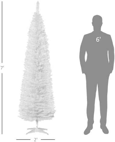HOMCOM 7' Artificial Pencil Christmas Tree 499 Realistic Branch Tips White