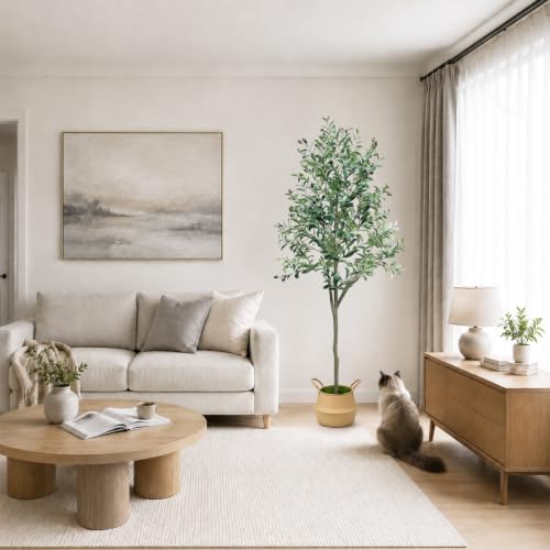 Olive Trees Artificial Indoor, 5FT Tall Faux Olive Tree with Planter