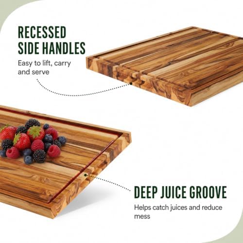 Teak Wood Cutting Board for Kitchen, 18x14 Inch Large Edge Grain Wooden Chopping Board