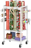 HOOBRO Wrapping Paper Storage Cart, Rolling Craft Storage Cart with Wheels