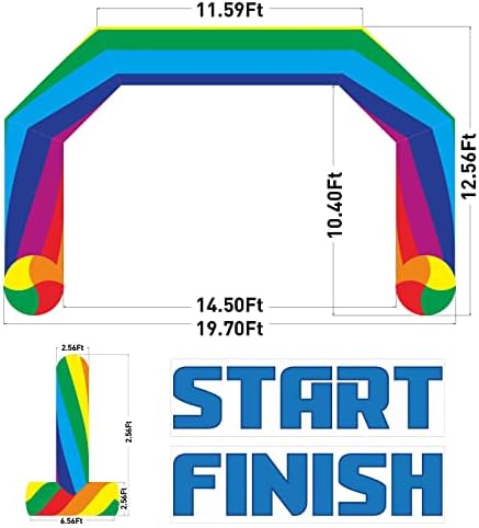 20ft Start Finish Line Inflatable Arch Rainbow with Powerful Blower, Hexagon Inflatable Archway for Race Outdoor Advertising Commerce