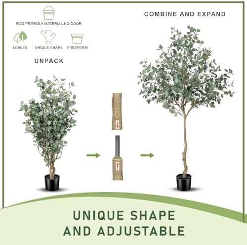 LYERSE Eucalyptus Tree 7ft for Office Home Living Room Decor