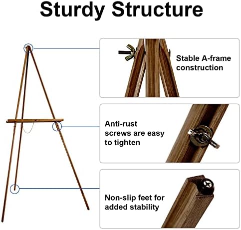 Falling in Art 65" A-Frame Wooden Tripod Easel Stand (Brown)