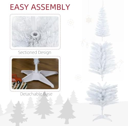 HOMCOM 6' Tall Pre-Lit Noble Fir Artificial Pencil Christmas Tree White