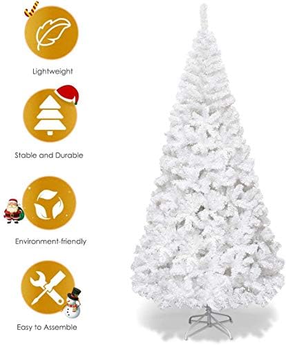 Goplus 6ft Artificial White Christmas Tree with 650 Branch Tips, Unlit