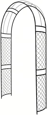 SCENDOR Metal Garden Arch with Lattice Side Panels 88.6" H x 50.8" W– Heavy-Duty Arbor for Climbing Roses, Vines, and Outdoor Patio, Lawn, Backyard, Wedding Decor (Black)