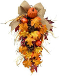 21 Inch Lighted Fall Teardrop Swag with Pumpkins and Pinecones