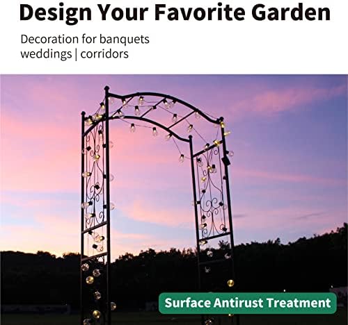 92'' H x 44'' W Garden Arch Arbor Trellis for Outdoor, Trellis Plants Support with Metal Durable Iron Use for Climbing Plants w/Decorative Wire Lattice - Black