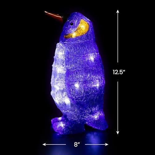 Northlight Lighted Commercial Grade Acrylic Penguin Christmas Display Decoration, 12.5", Blue