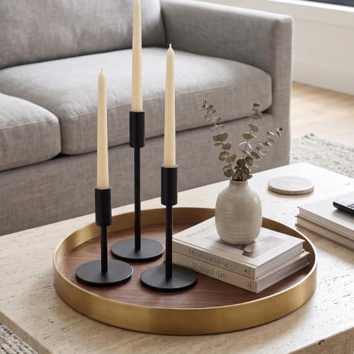 Black Taper Candle Holders Set of 3, Iron Candlestick Holders