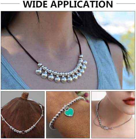 95pcs 925 Sterling Silver Beads Jewelry Making 4 Sizes Smooth Round Beads Seamless Ball Spacer S925 Silver Loose Round Bead for DIY Necklace Bracelet Ring Earring Crafts Accessories