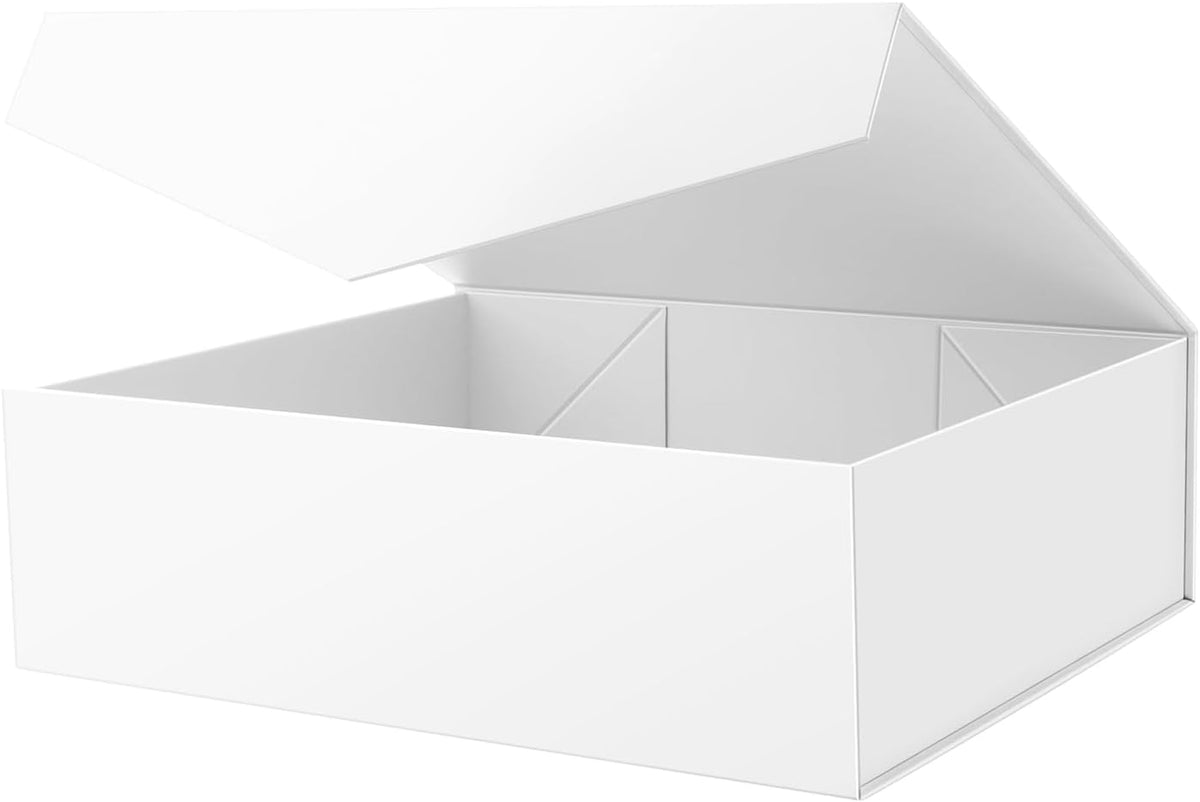 Extra Large Gift Box with Lid 16.3x14.2x5 Inches, White Magnetic Gift Box for Clothes and Large Gifts (Matte White)