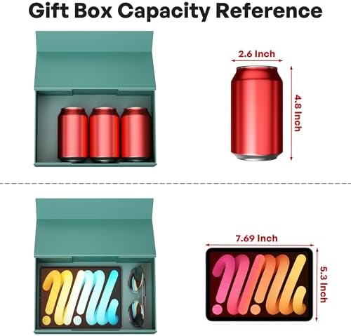 RYDDOY 5 Pack Green Gift Box, 9.5x6x3'' Gift Boxes with Lids for Presents