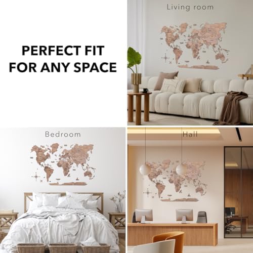 enjoy the wood 3d wooden world map wall on a desk or shelf