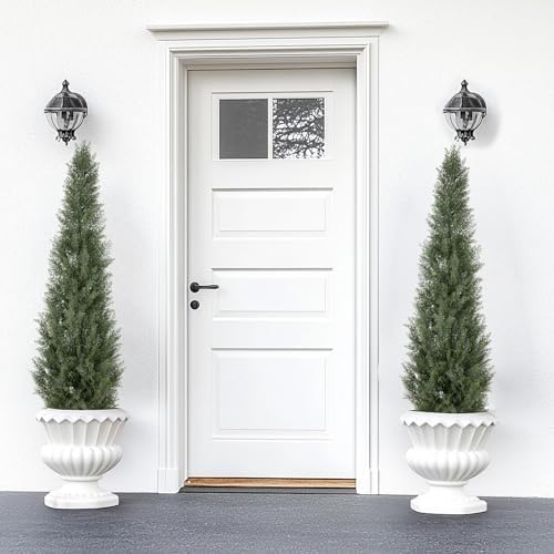 Bellacat 5ft UV Resistant Artificial Topiary Trees Outdoor, 60in Faux Cedar Tree with Full & Realistic Leaves, Fake Cypress Tree for Front Door Proch Patio Deck Balcony Yard Decor 2Pack
