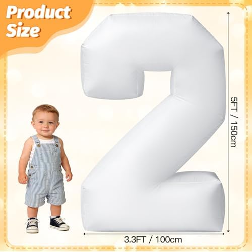 5FT Giant Inflatable Light Up Number 2 Easy Setup Decoration