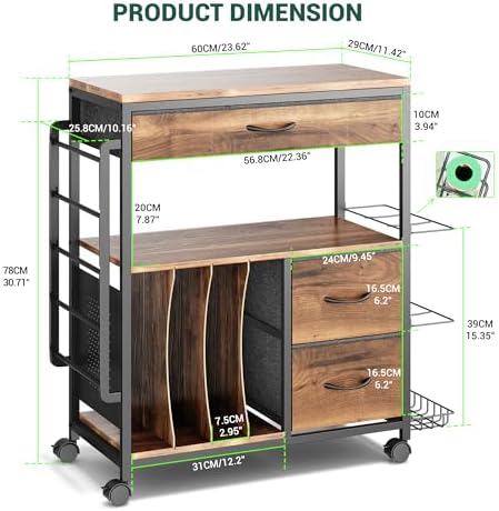 PUNLUXU Wrapping Paper Storage Cart for 12 Rolls with Ribbon Holder 04