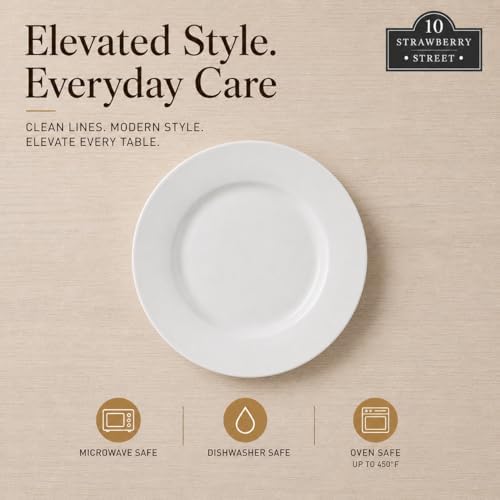 10 Strawberry Street 6" Catering Round Appetizer Plate, Set of 12,White