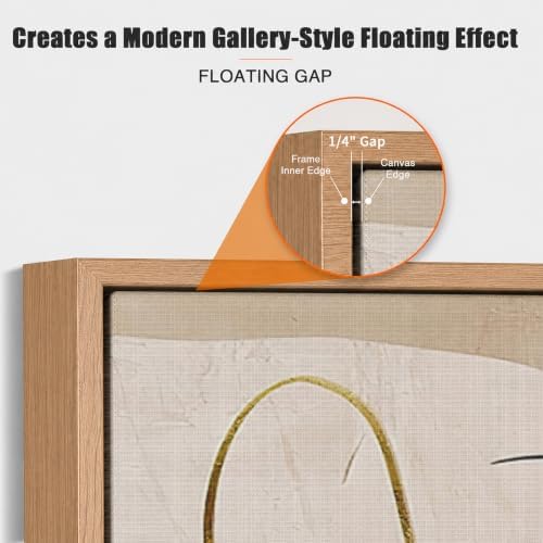 Canvas Floater Frame for 1”–1.25”Deep Gallery Wrapped Canvas, Wood-Look Floating Frame Wall Artwork for Oil Paintings, Gallery Bedroom, Living Room, Studio, Made in USA (Light Oak,11x14)