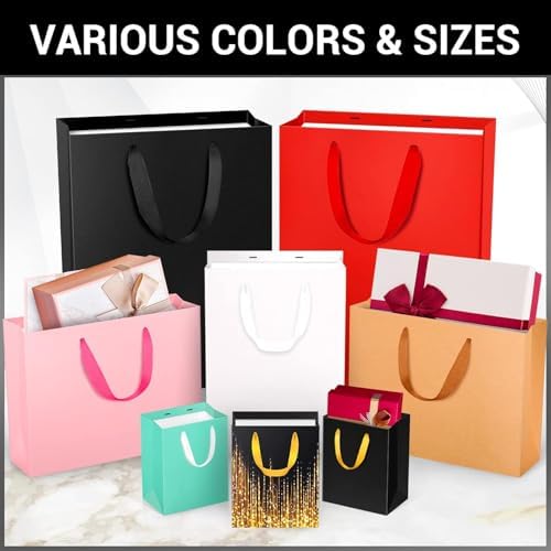 EUSOAR Extra Large Gift Bags, 25pcs 16"x6"x12" Red Thank You Gift Wrap Bags with Handles Bulk, Merchandise Retail Shopping Wrap Paper Business Birthday Party Favor Wedding Shower Bridal Treat Bags