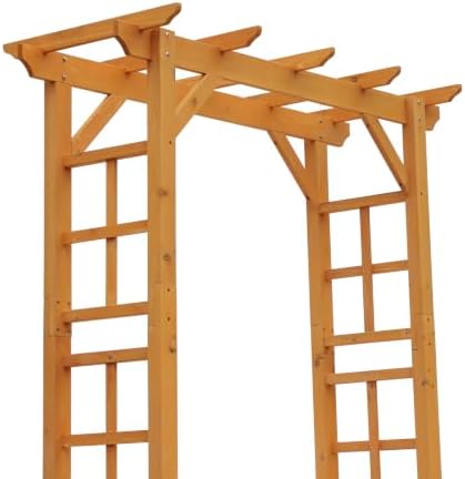 Outsunny 85" Wooden Garden Arbor, Garden Arch for Wedding, Orange