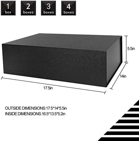 black magnetic extra large gift box with lid,16.5x13x5, side view