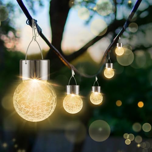 solar lights outdoor decorative 32 pack, hanging solar, close-up detail