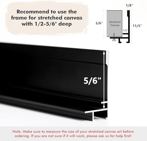 12x16 Canvas Floater Frame for Landscape Paintings,5/6" Deep,Black