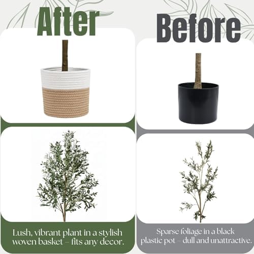 Artificial Olive Tree, 6ft Faux Tree with Woven Basket for Home Decor