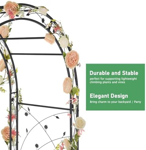 VINGLI Garden Arbor, Arch for Wedding Ceremony Party, Christmas Garden Decor Steel Garden Trellis for Plant Climbing, Pergola for Garden, Backyard, Lawn (Black-59x84)