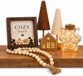 Farmhouse Home Decor Set, Glass Star Fairy Light, Lighted House & Trees