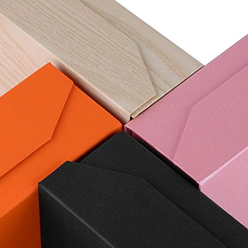 orange gift boxes with lids 12x8x2.5 inches, foldable showing dimensions