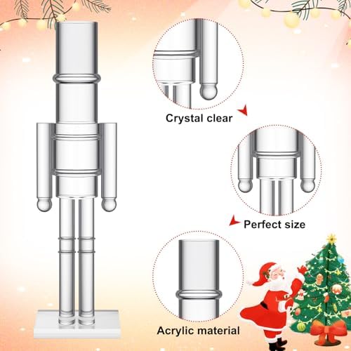 Thyle 2 Pack Acrylic Christmas Nutcracker Set, Clear, 12 Inch, 8 Inch