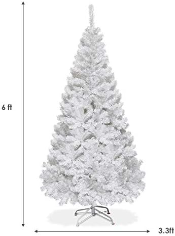 Goplus 6ft Artificial White Christmas Tree with 650 Branch Tips, Unlit