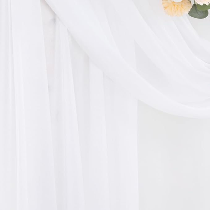 White Wedding Arch Draping Fabric 29" x 20 FT White Drapes for Backdrop Sheer Curtains Wedding Drapes for Romantic Bridal Baby Shower Decorations Ceremony Birthday Party Fall Outdoor Events