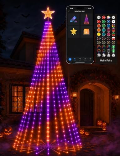 popotan halloween outdoor christmas tree, 7ft 295 led shown in use