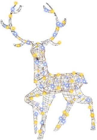 Goplus 4.6 FT Pre-Lit Christmas 3D Reindeer, 170 LED Lighted Christmas Buck with Zip Ties & Ground Stakes for Indoor & Outdoor Decor